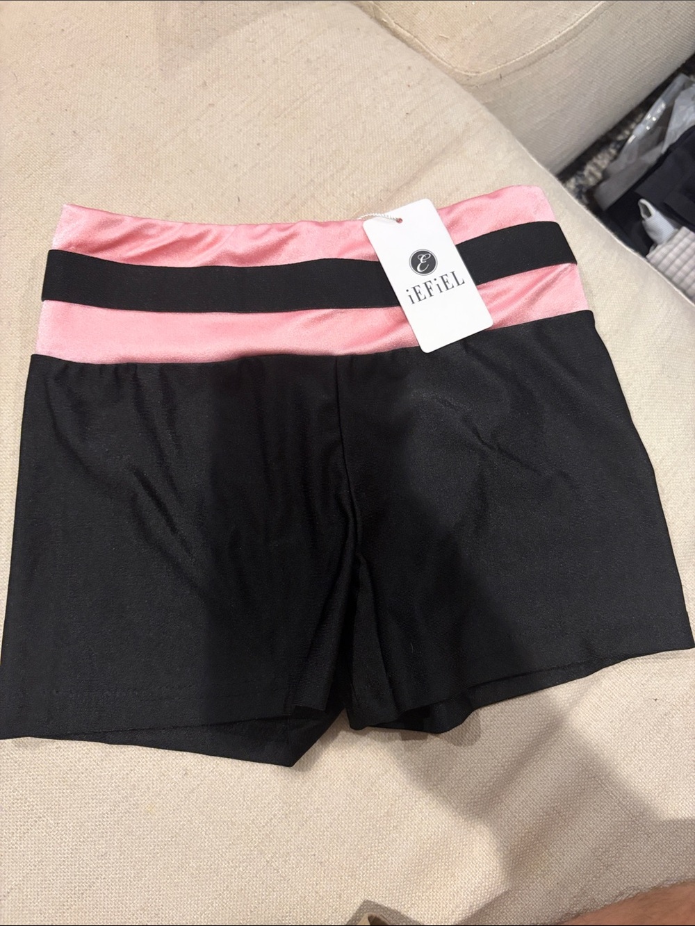 iefiel womens dance short black pink waistband sz xs nwt